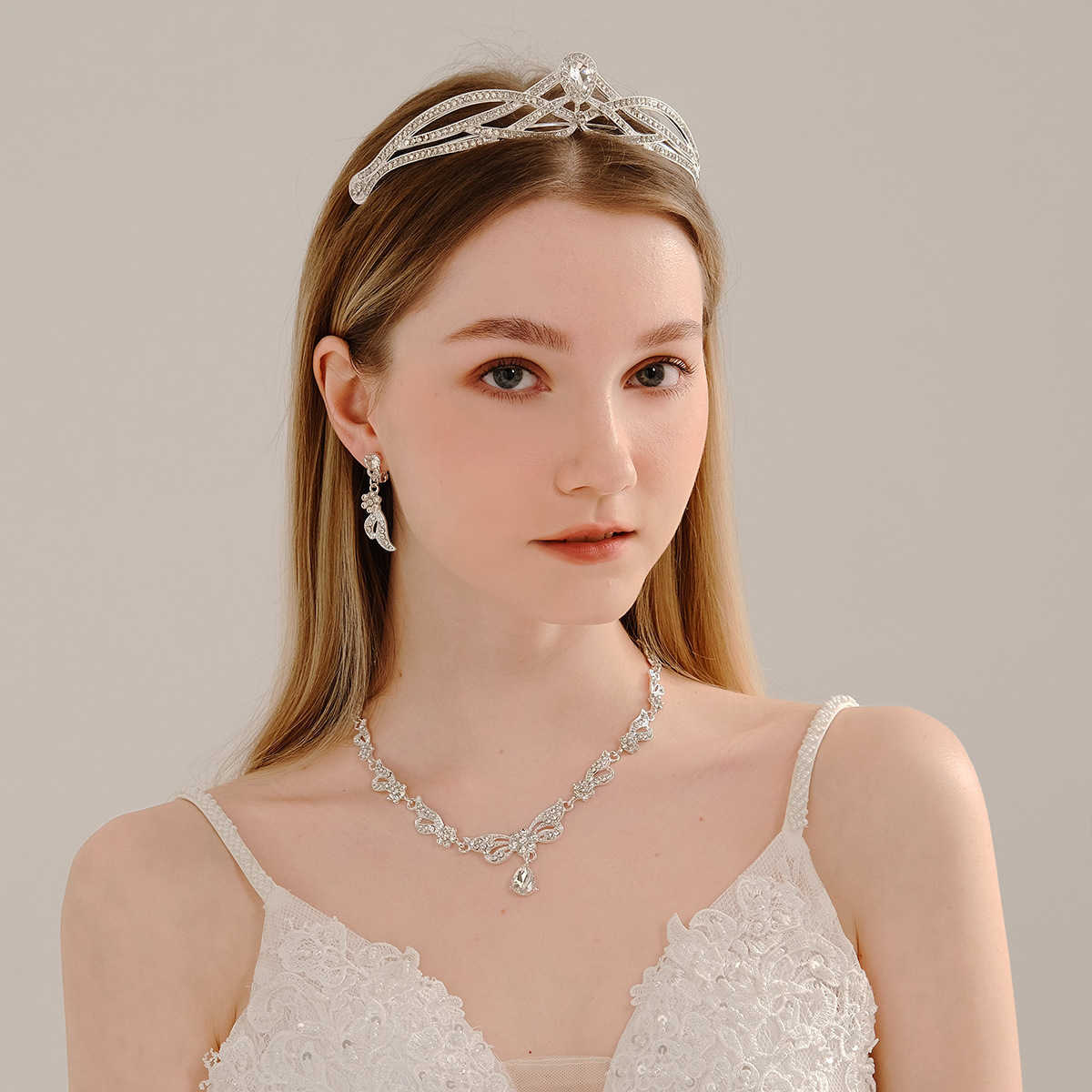 Jewelry Set Necklace Earrings Crown Wedding 3-Piece Set Wedding Dress Banquet Bridal Accessories W250312