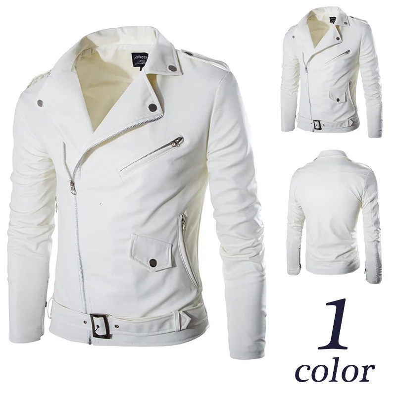 White leather jacket mens motorcycle winter coat multi pocket warm outdoor windproof loose fit 250312