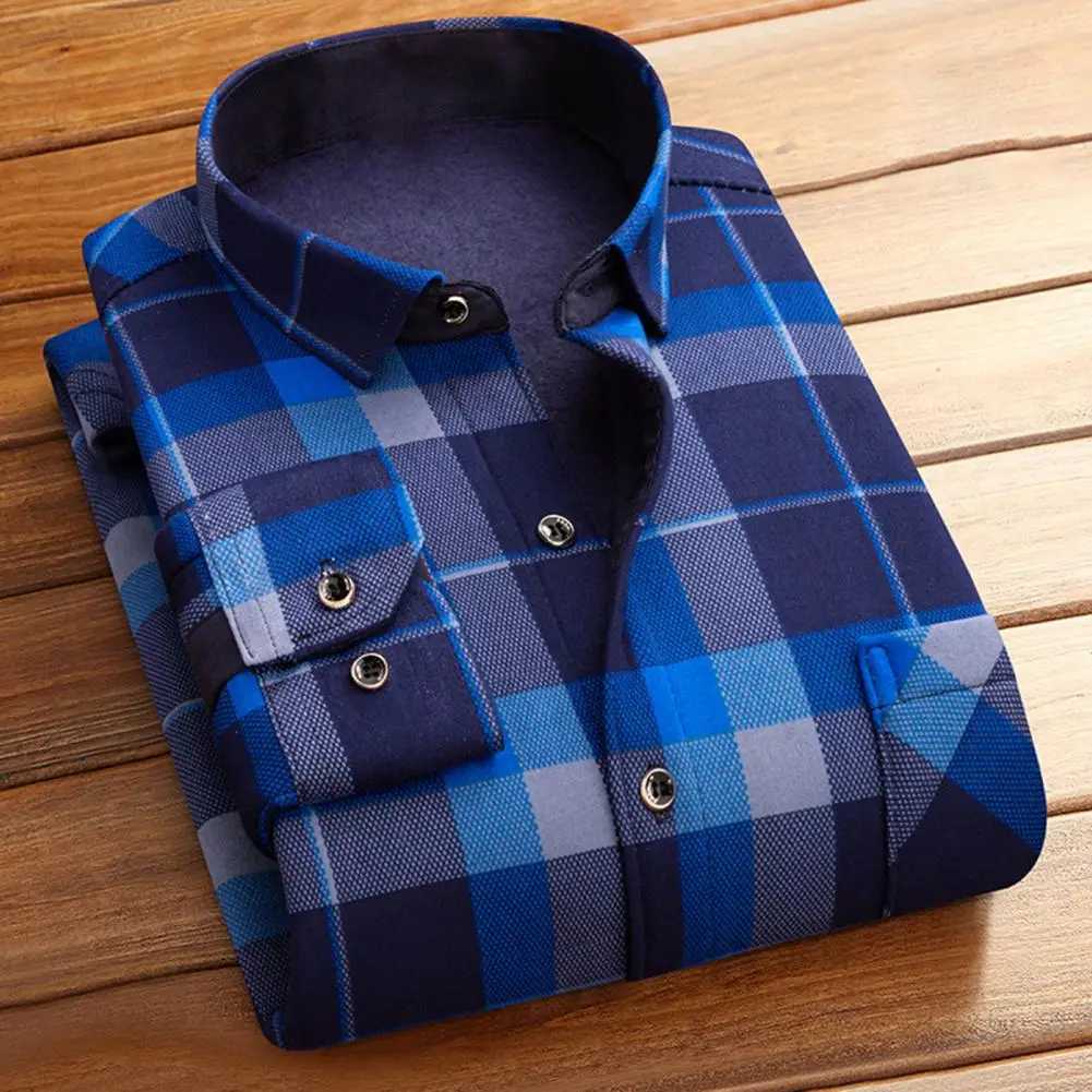 Mens wool shirt formal business style mens wool hot shirt plain printed thick plush long sleeved mens cardigan W250312