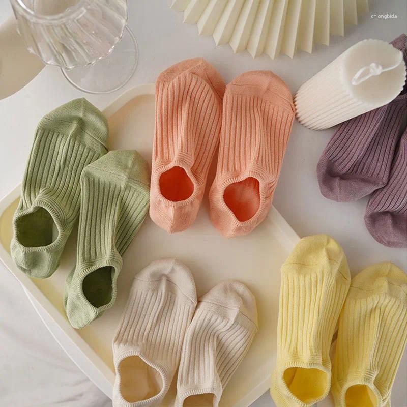 Women Socks 4-10 Pairs Of Women's Short Autumn Candy Color Thin Boat Tube Solid Light Mouth Simple Ins Trendy Summer