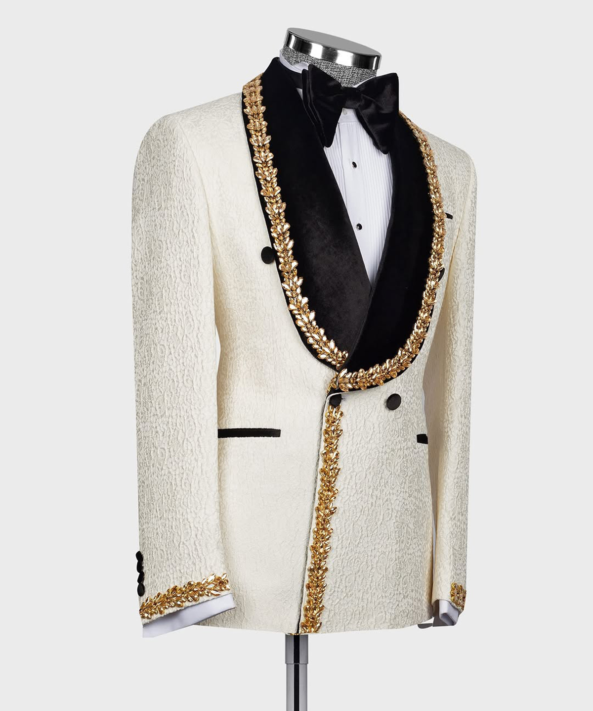Luxury Men Suits Tailor-Made 2 Pieces Suit Tuxedos Shawl Lapel Groom Blazer Wedding Double Breasted Coat+Black Pants Prom Evening Party Formal Occasio