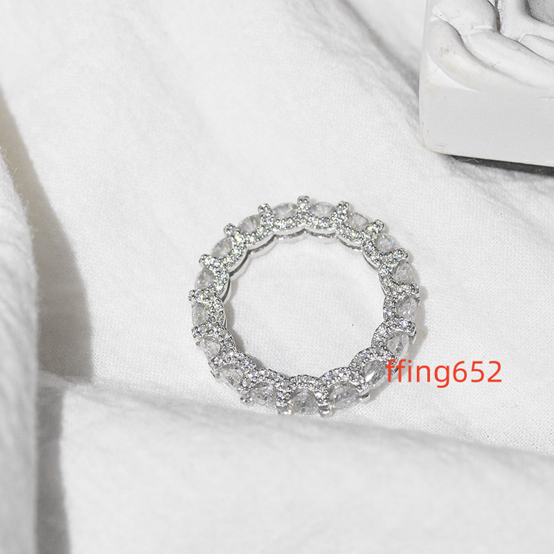 2023 New Design Moissanite Wedding Rings Fully Icy Silver 925 Moissanite Eternity Ring
