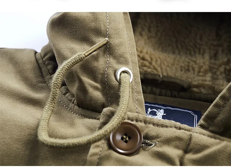 Mens hooded winter jacket with wool lining for warmth Parkas highquality mens casual clothing size 5XL 250312