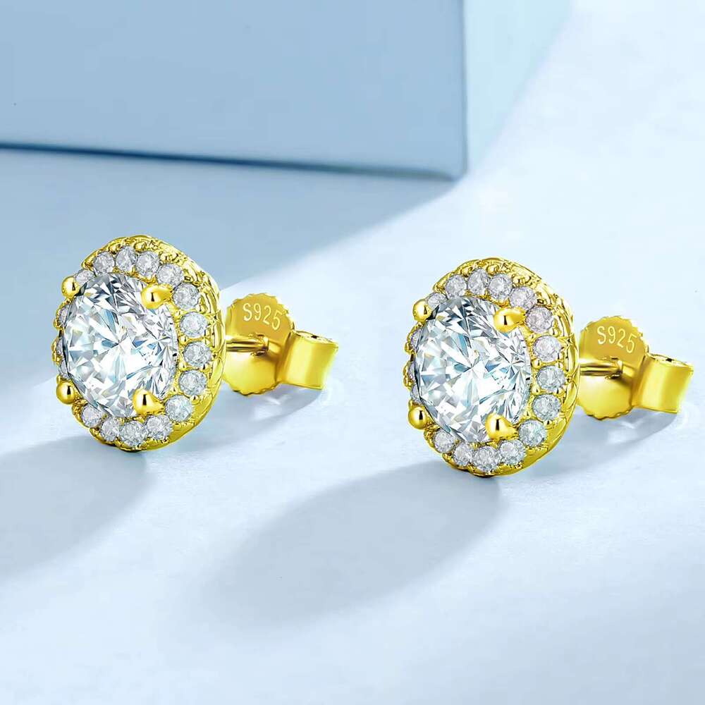 Cluster wer VVS Mossanite stud men's Hiphop pure sier women's jewelry Moissanite earrings with GRA certificate