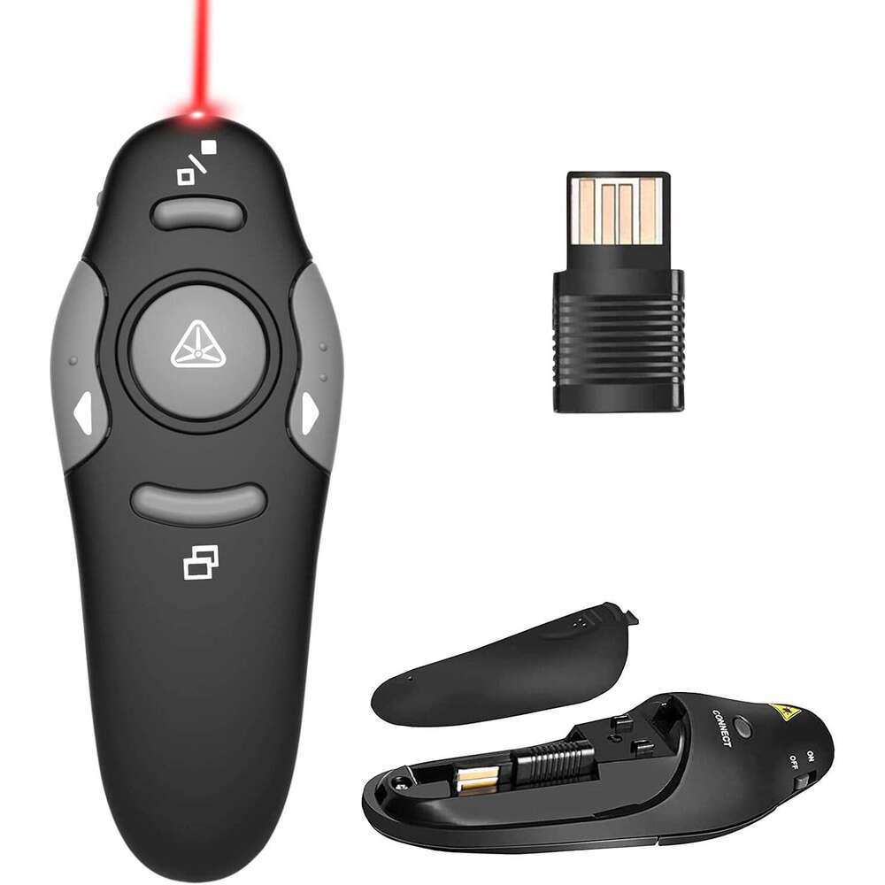 ation Wireless Presenter Remote, Clickers with Laser Pointer, USB Slide Clicker PowerPoint Presentations for Computer Laptop