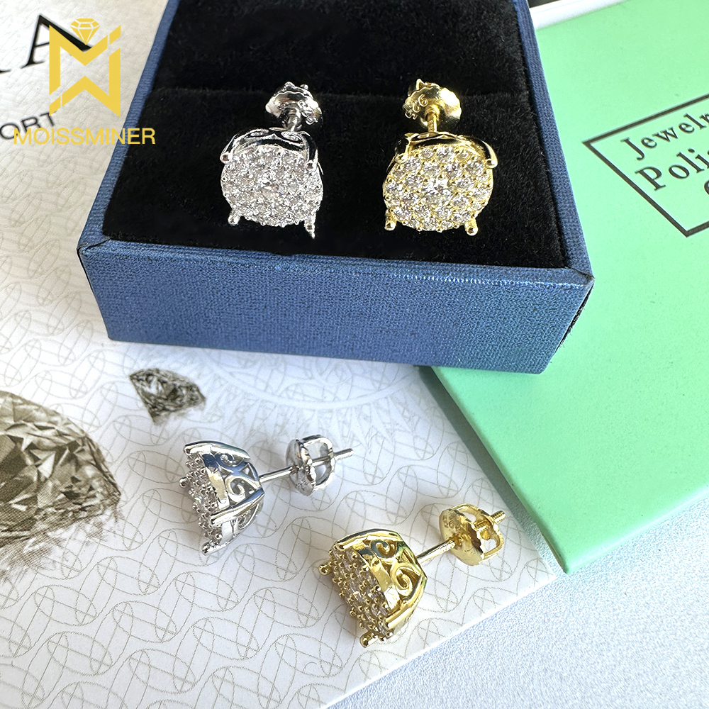 Basic Flower Moissanite Earrings For Women S925 Silver Ear Studs Men High-End Jewelry Pass Tester Free Shipping