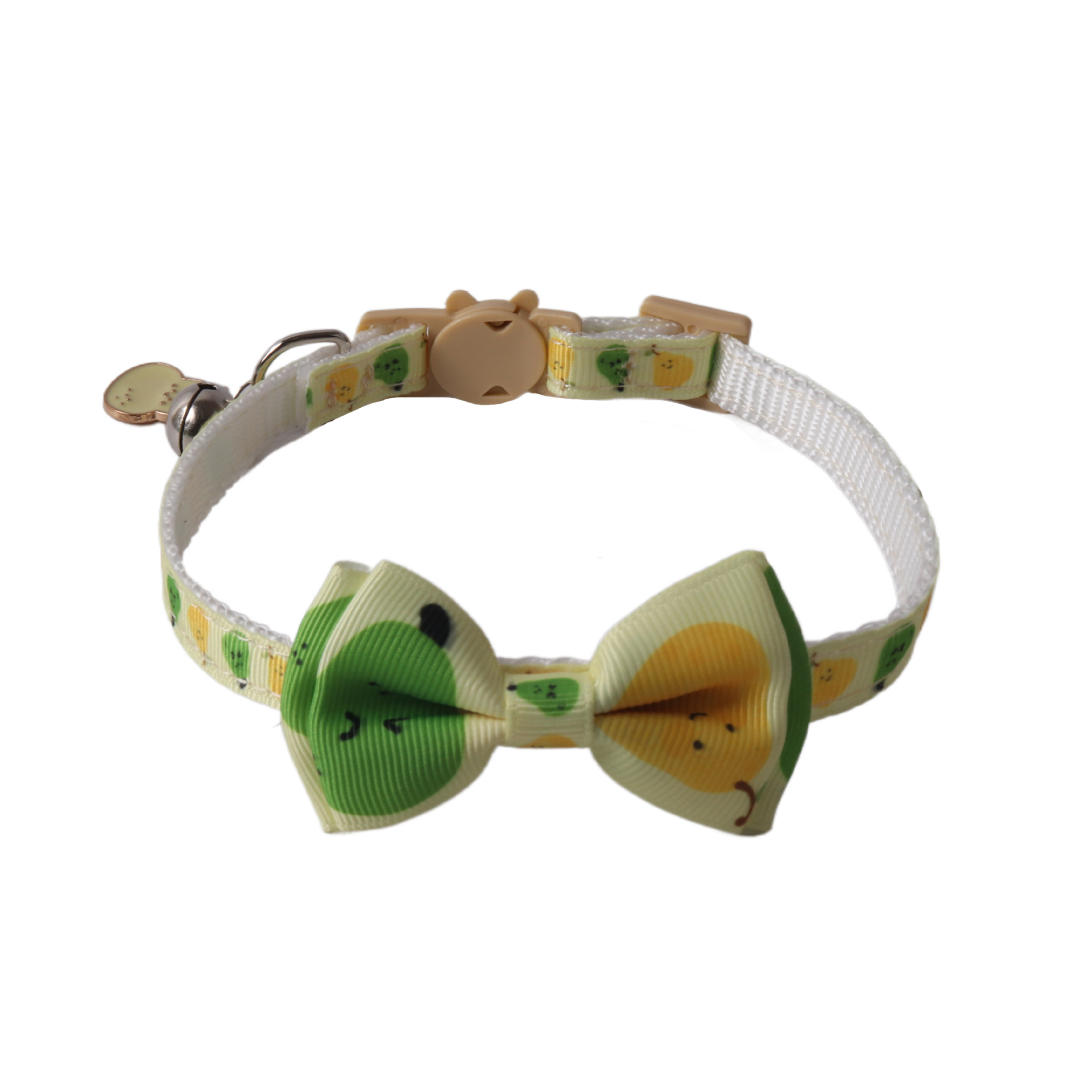 Cat Collar with Bow Tie and Bell for Male Female Cats,Soft Nylon Breakaway Kitty Kitten Collar with Fruit Blueberries and Lemon Patterned Design for B