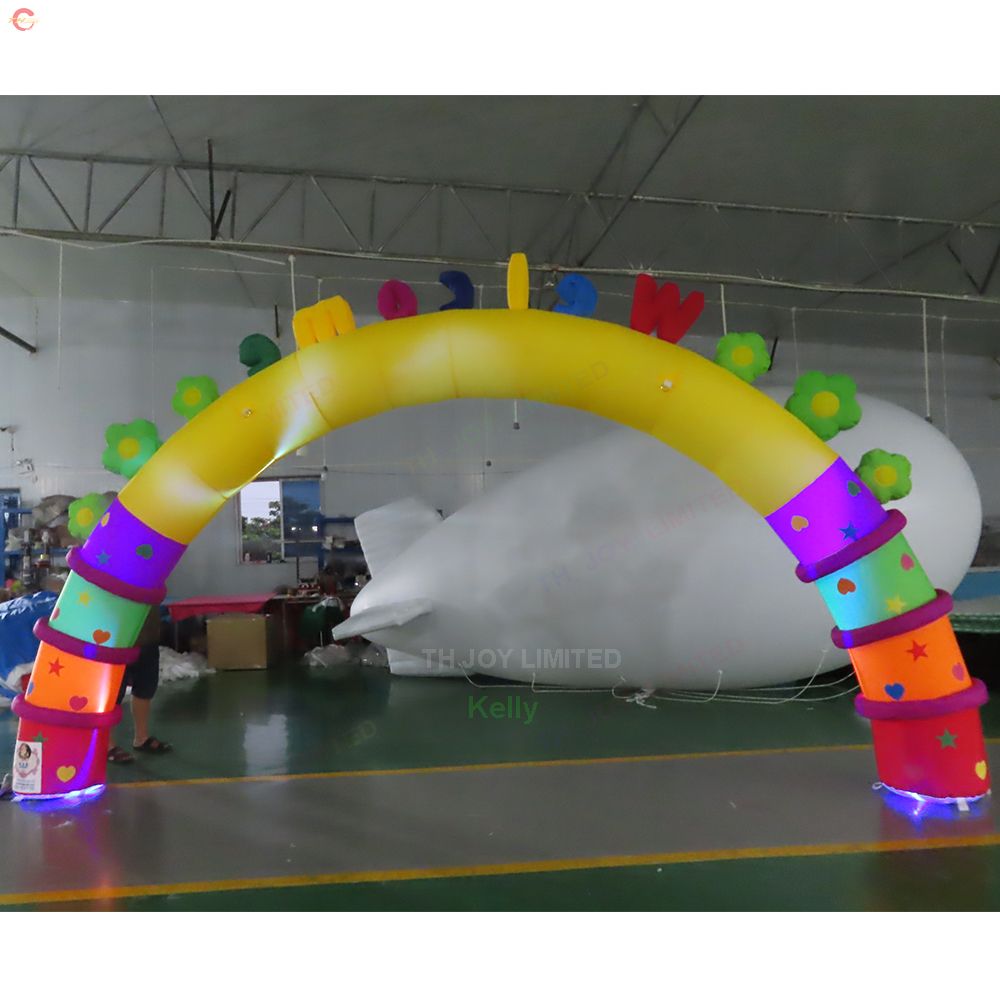 Free Ship Outdoor Activities Party Entrance gate 12mWx5mH (40x16.5ft) with blower inflatable welcome arch withled light