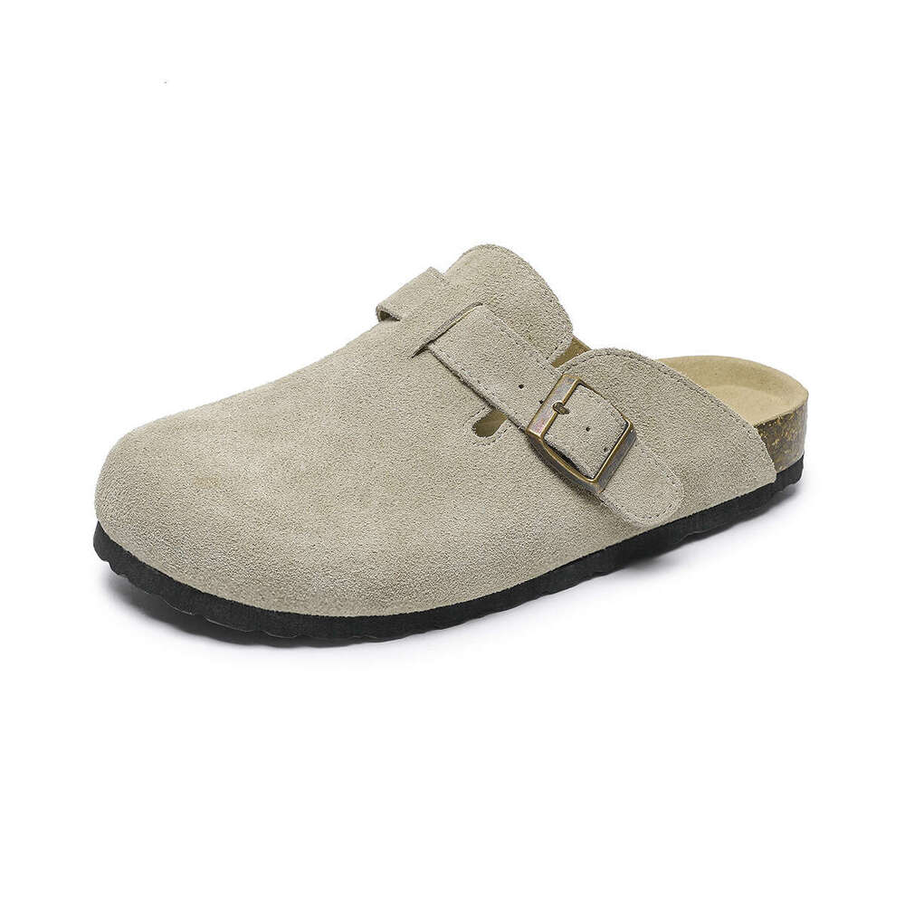 Leather soft shoes cowhide thick soled slippers spring and new style women's summer Boken half drag early autumn Baotou outerwear
