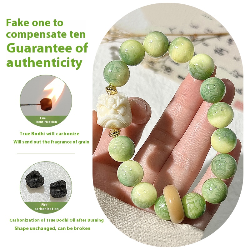 Little Lime Bodhi String Men's Plate Play Six Character Truth Bodhi Seed Literary Beads Waking Lion Bracelet