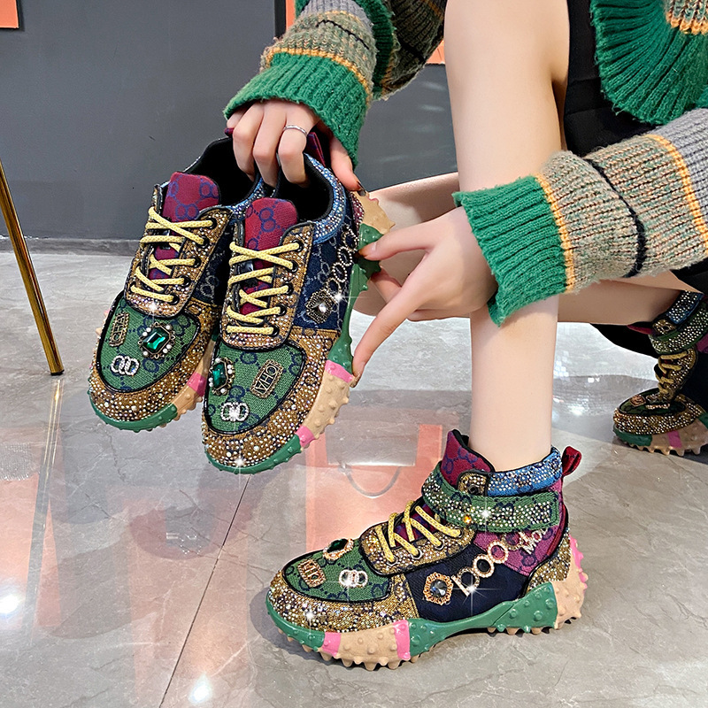 Ladies' Designer Water Diamond Durian Shoes 2025 Spring And Summer New Trend Fashionable Casual Sports Breathable Single Shoes For Women