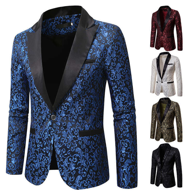 Men's 2024 Spring/Summer New Hot Stamping Printed Fashionable Oversized Men's Lapel Performance Suit
