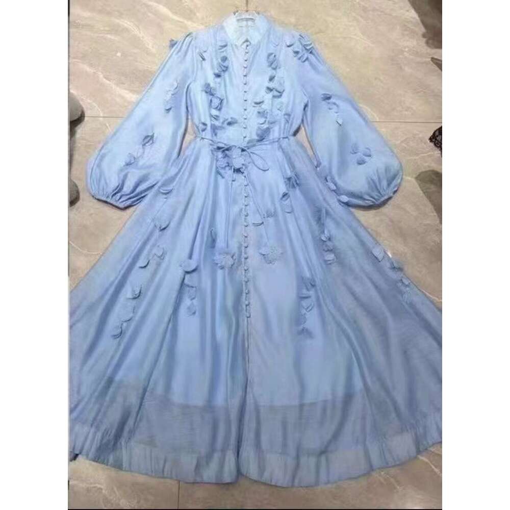 New Autumn And Winter Printed Single Breasted Loose Dress With Women's Lace Up Holiday Style Long Skirt