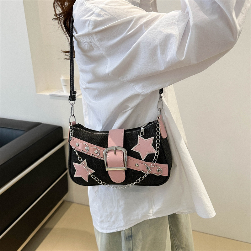 2025 Celebrity New Fashion Designer Personalized Saddle Bag Women s Handbag Casual Cowboy Chain Shoulder Underarm Bag Casual Wallet Makeup Storage Bag