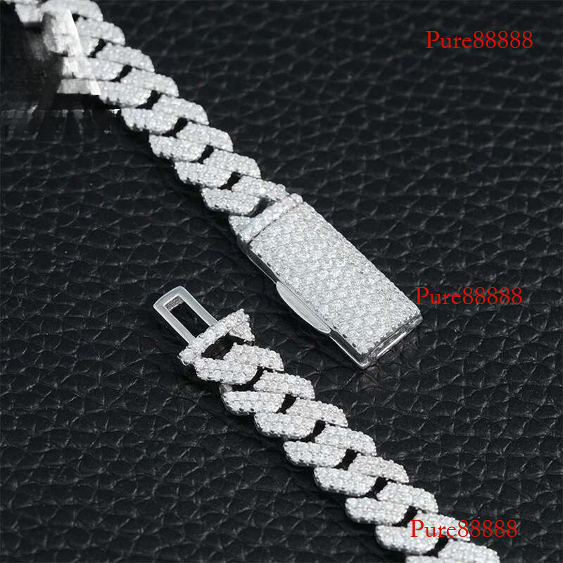 Fast shipping hip hop jewelry for men women custom sterg sier Iced out 8mm moissanite cuban k chain