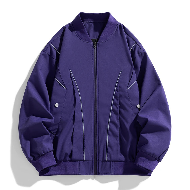 Autumn oversized bomber jacket mens reflective Article Baggy fashionable Korean tight fitting plus size top 250312