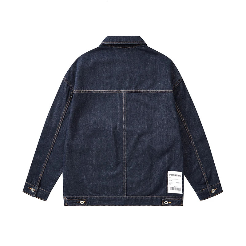 mens denim jacket fashion street washed printed and spliced casual workwear youth version top 250312