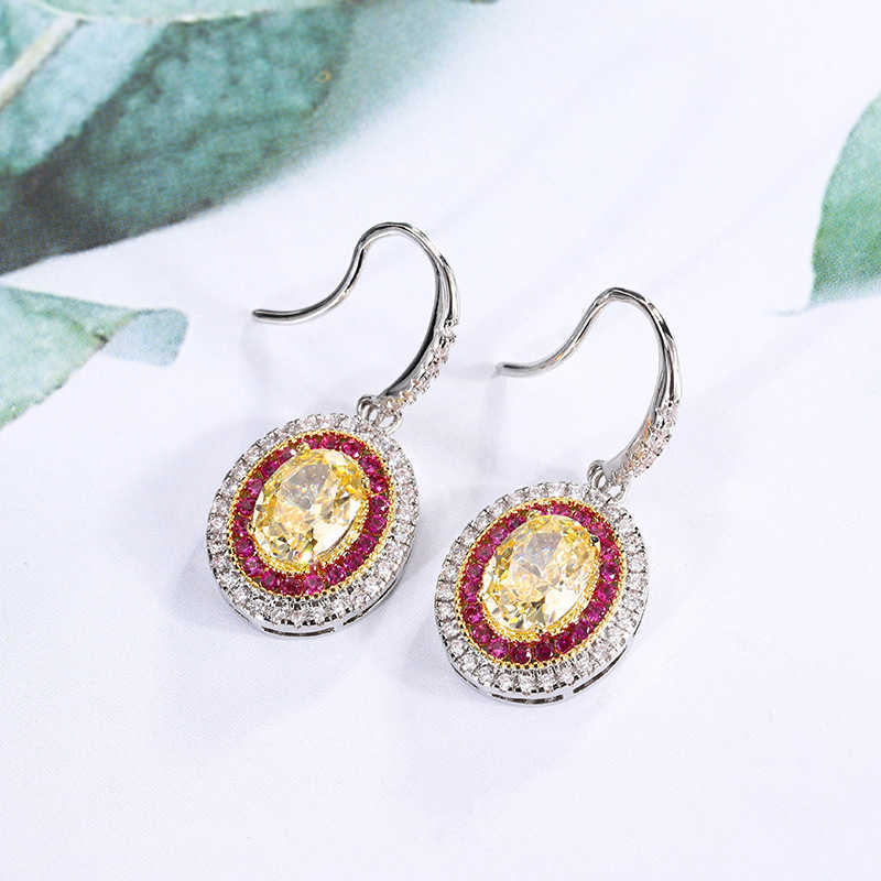 2024 New Zhuangsheng High Carbon Diamond Ice Flower Cut Yellow Diamond Temperament Set 8 * 10-6- * 8 W250312