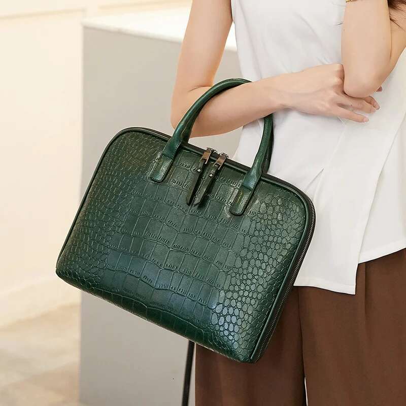 OYIER Genuine Leather Bag Women Office Laptop Briefcase For Book Air 14" Inch Hp 2025 Female Computer Handbag