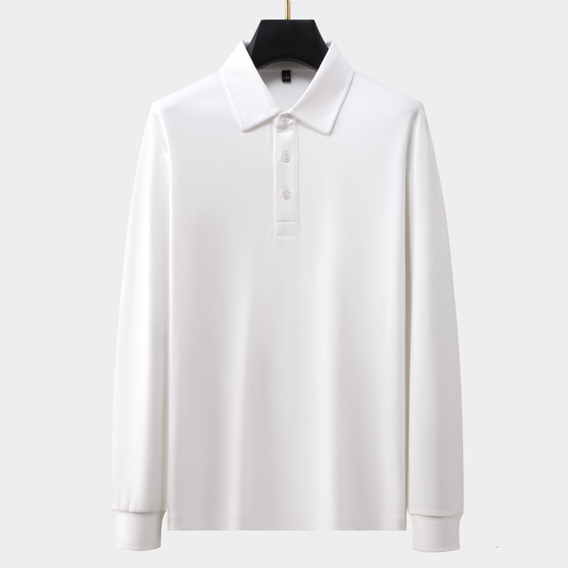 Long sleeved polo shirt, men's business casual lapel T-shirt, high-end feeling, autumn winter new item, solid color, versatile and trendy tracksu