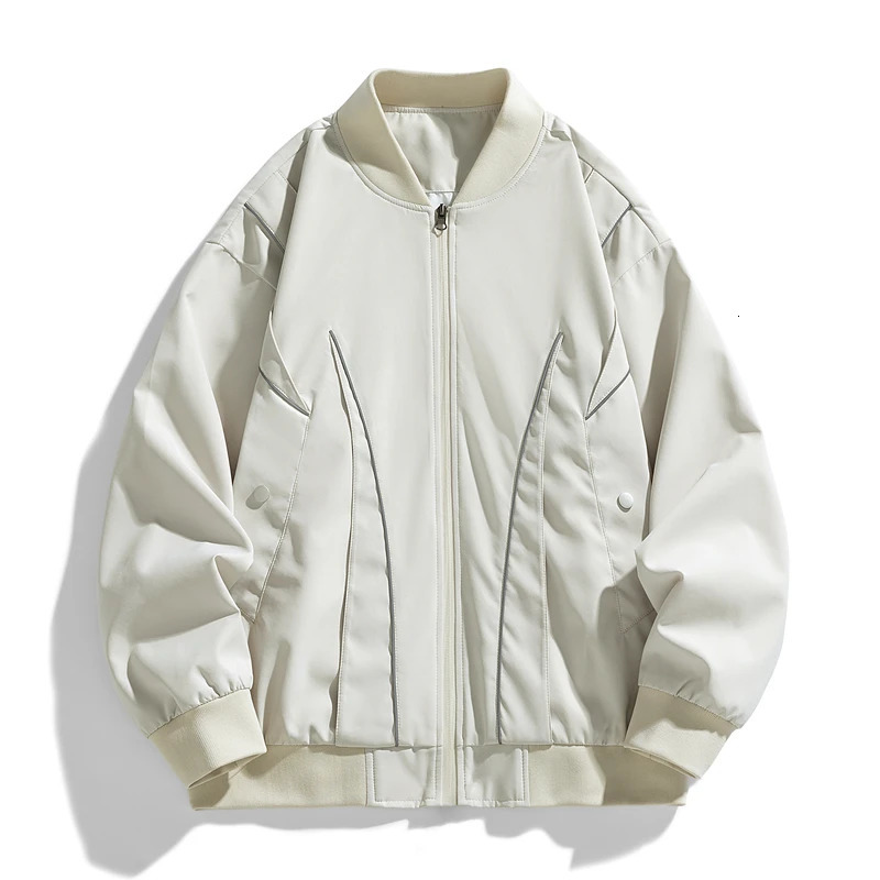 Autumn oversized bomber jacket mens reflective Article Baggy fashionable Korean tight fitting plus size top 250312