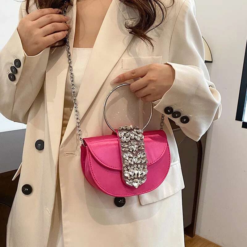 New Women Evening Bags Shiny Rhie Clutch Money Purses Fashion Shoulder Handbag Wedding Party Dinner Bag