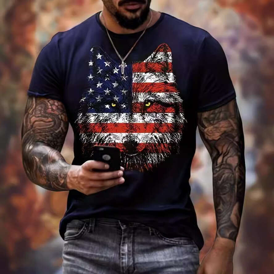 Hot selg European American men clothing, youth sports, digital printing, 3D T-shirt, short sleeved, 2025 new casual and versatile fashion clothing