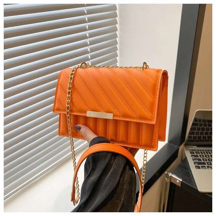 Orange Fashion Designer Women s Mini Handbag Trendy Crossbody Bag Single Item Chain Small Square Bag Casual Large Capacity Mobile Wallet Storage Bag