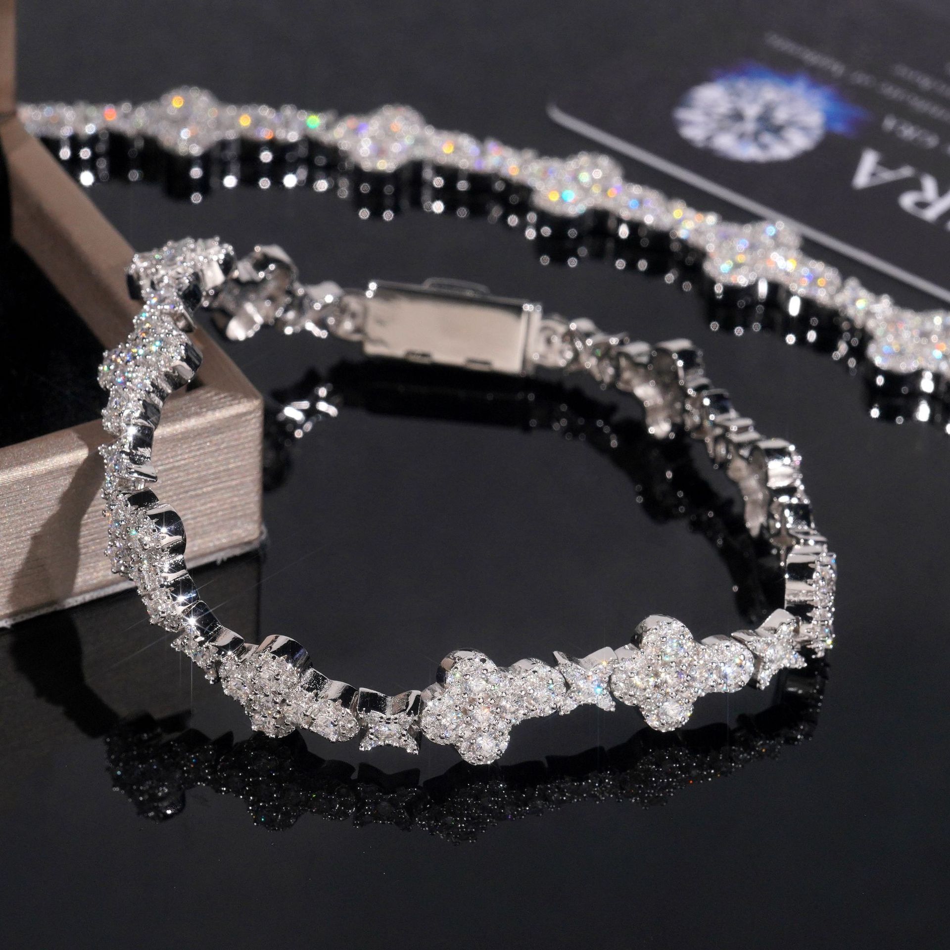 10/13mm Moissanite Clover Bracelet S925 Silver Iced Out For MenWomen Hip Hop Jewelry Pass Diamonds Tester With GRA Free Shipping