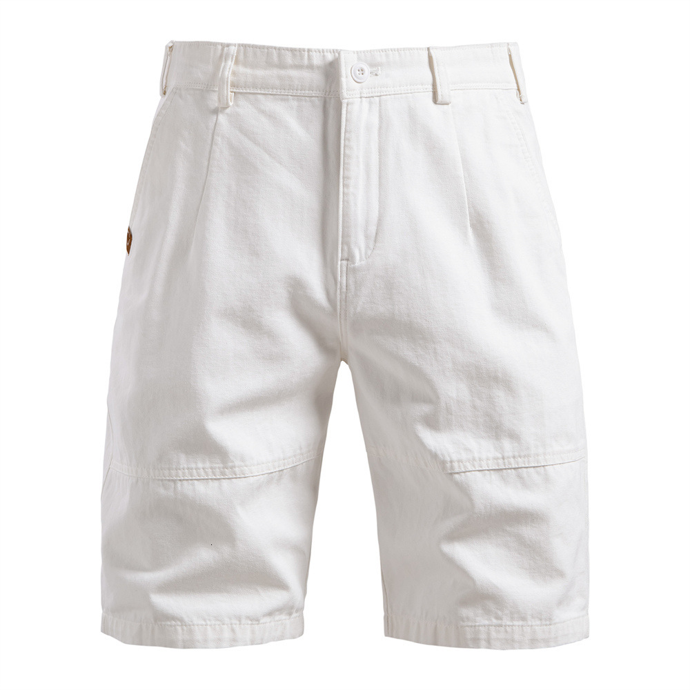 2025 summer new cotton casual men's straight leg five quarter pants solid color versatile workwear shorts for men tracksuit