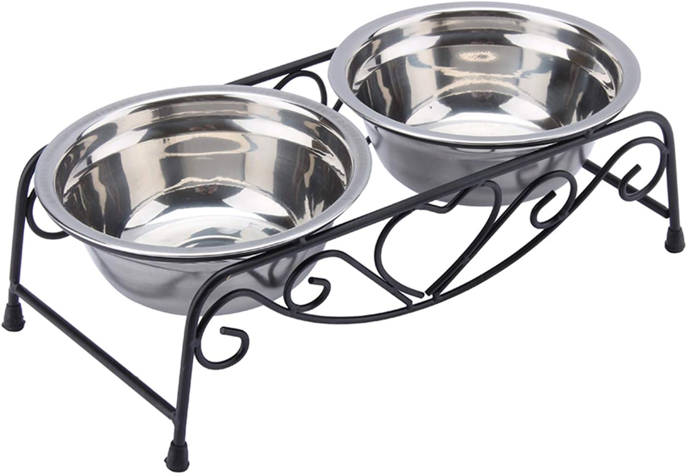 Elevated Pet Dining Station - Dual Compartment Stainless Steel Bowls for Dogs and Cats