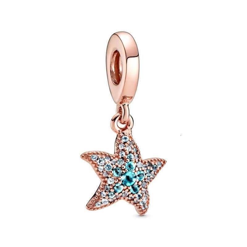 New Summer Sea Series Octopus Sea Turtle Starfish Charm Beads Fit S925 Snake Silver Bracelet For Women Jewelry Gift