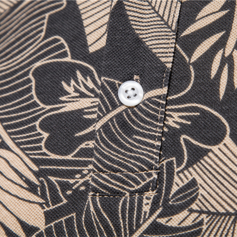 2025 tracksuit Summer New Leaf Print Top Men's Short Sleeve Polo Neck European Fashion POLO t shirt