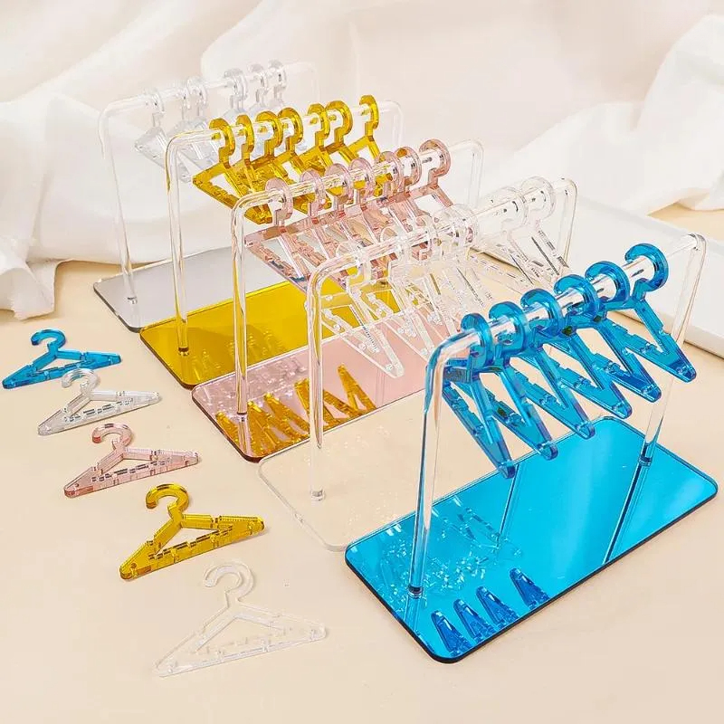 Earring Stand Organizer with 8 Soft Pottery Pouches - Clear Coat Hanger Design