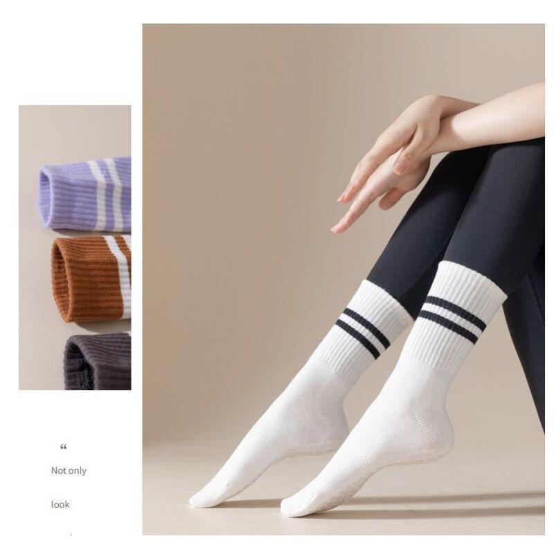 O252 Yoga Socks Women Middle Length Socks With Letters Fashion Striped Sock Stockings Long Stocking Anti-slip Socks