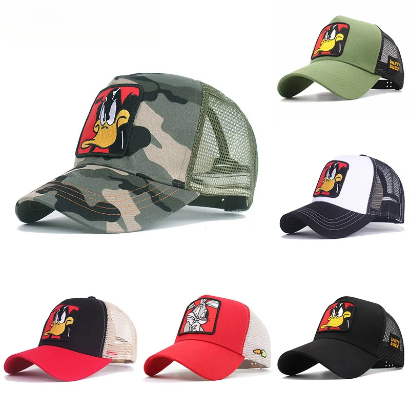 Anime Cartoon Baseball Caps For Women Men's Mesh Hats Duck Embroidered Hip Hop Snapback Male Female Outdoor Trucker Sun Hat