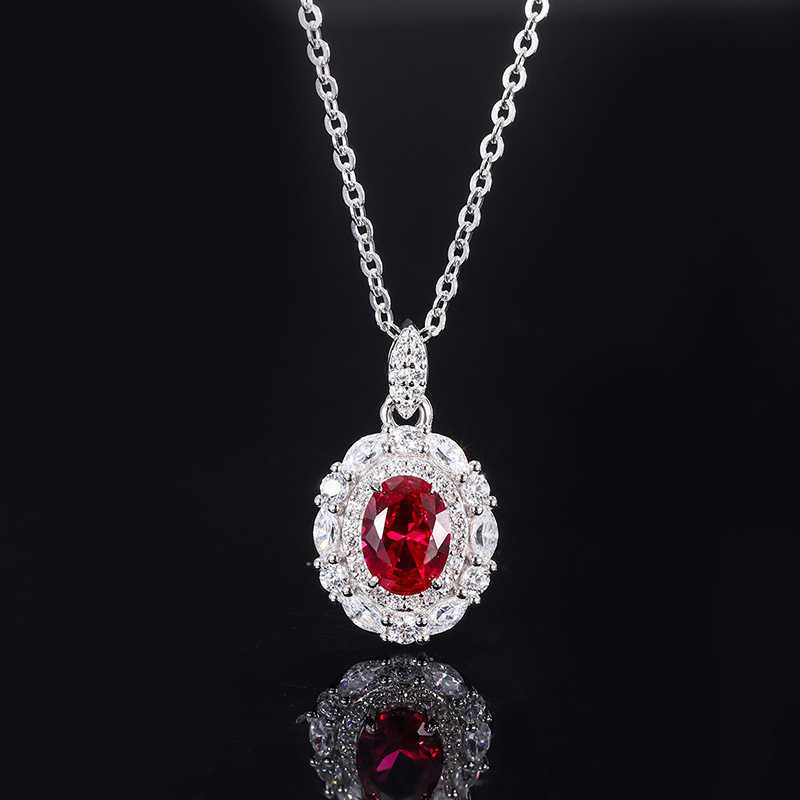 2024 New Zhuangsheng Copper Bottom Gold Plated Simulation Pigeon Blood Red Corundum Elliptical Minimalist Style Set for Women 6 * 8 W250312