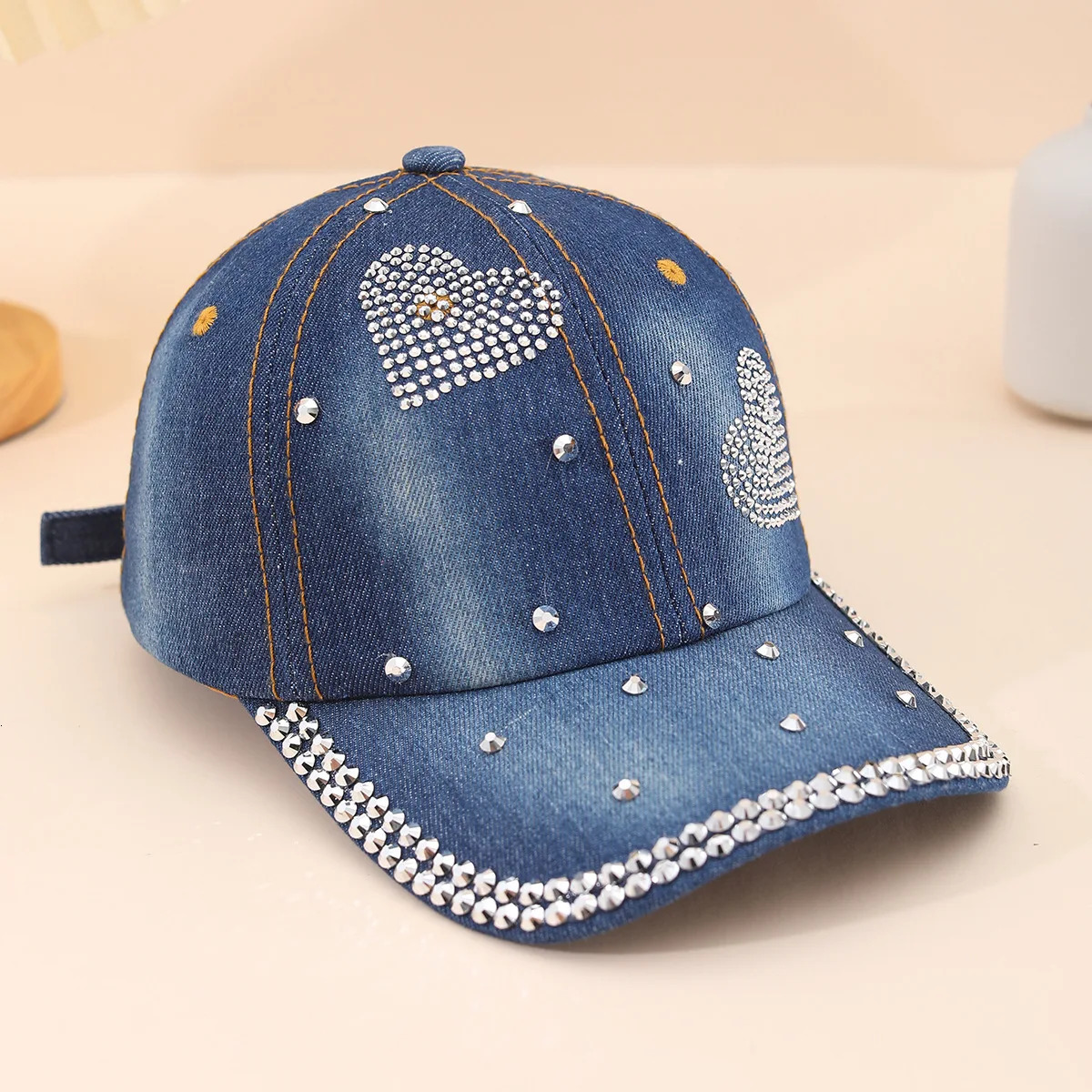 Baseball Cap Women Rivet Love Heart Cowboy Hat Summer Sunshade Fashion Vintage Hats For Casual Outdoor 250311
