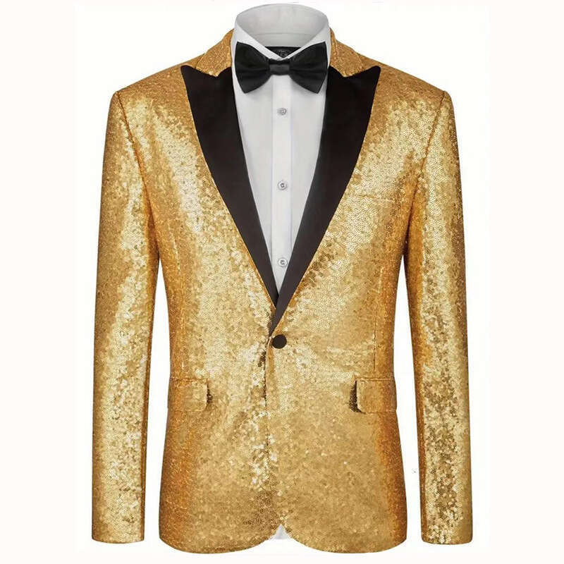 Performance Dress, Gold Sequins, Korean Suit, Nightclub, Men's Clothing, Host, Director, And Studio Coat Batch