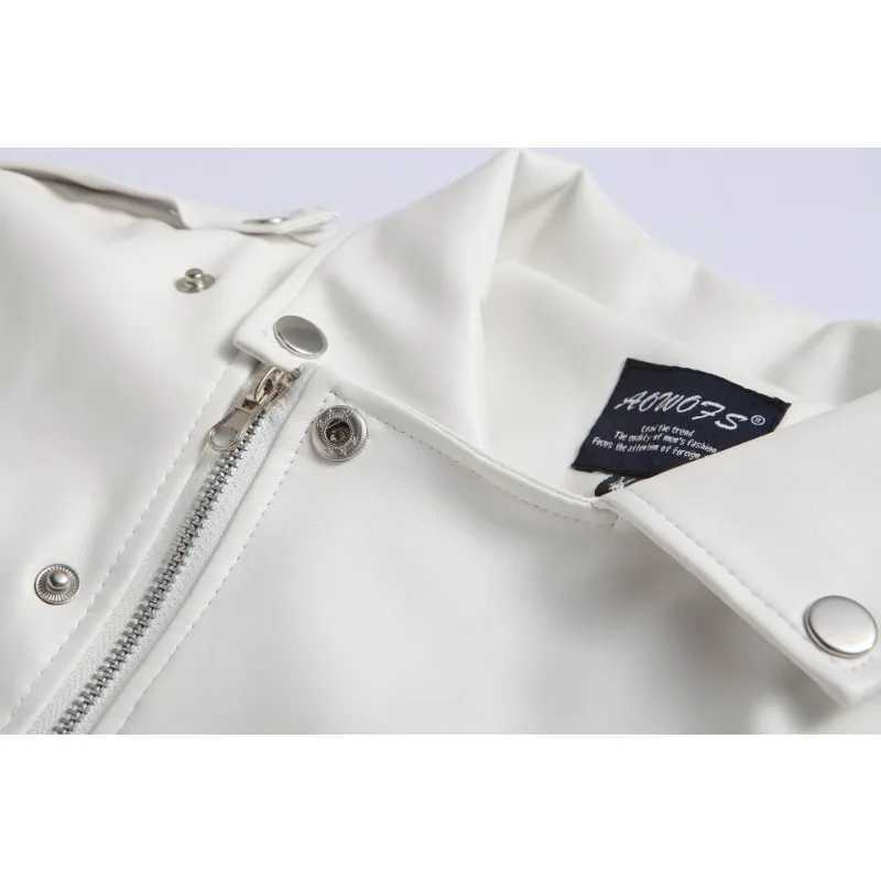 Mens Casual Solid Color Versatile Locomotive Leather Jacket British Fashion Washed Leather JacketT250311