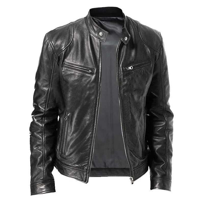 2023 Spring Casual Motorcycle Mens PU Jacket Biker Leather Coats Windbreaker Leather Jacket Men Leather Jackets Slim ClothingT250311