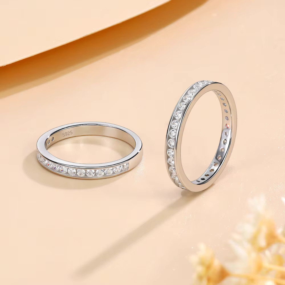 Kirin Jewelry 925 Sterling Silver Moissanite Rings Wedding Ring Eternity Ring