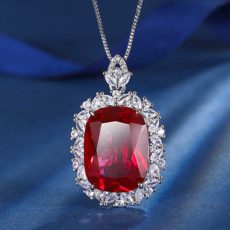 Zhuang Shengsheng copper bottom gold-plated simulation red corundum womens set temperament style full diamond luxury setting 15 * 20-10 * 12 W250312