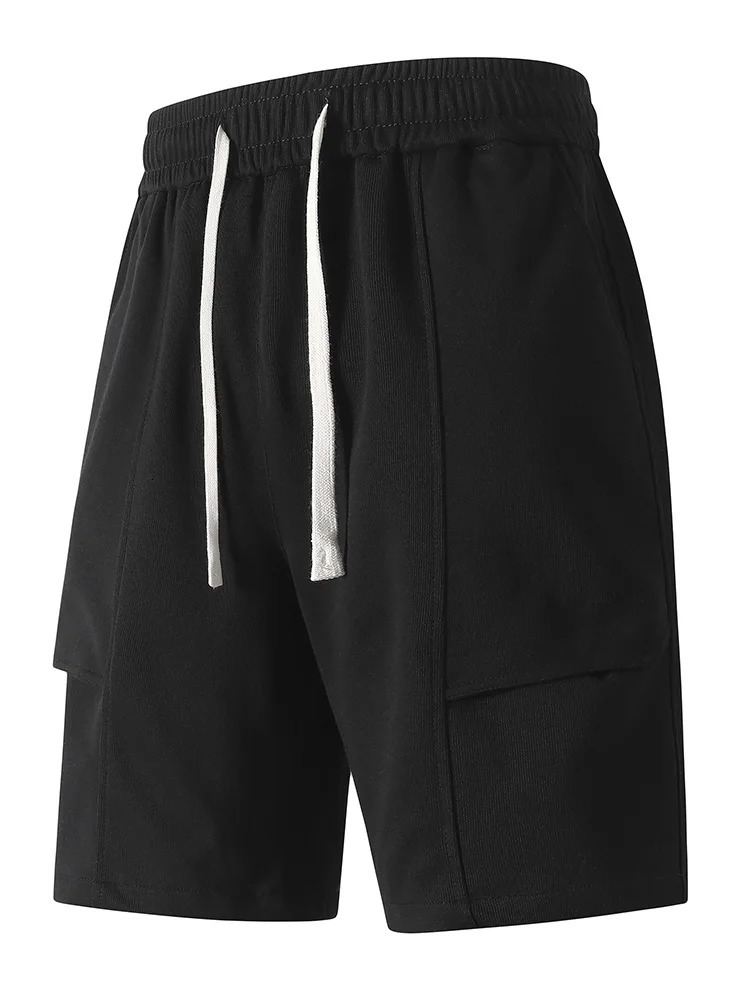 Summer Mens Knit Casual Shorts Breathable Cotton Drawstring Waist Loose Fit Sports Shorts Male Workout Gym Sweat Short Pants 250310