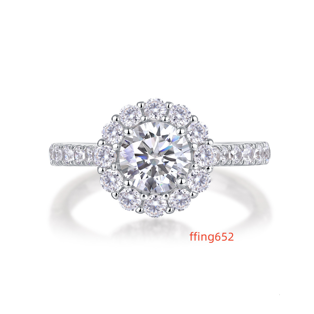 Wholesale Fine Jewelry S925 Sterling Silver Full Diamond Flowers Ring Luxury Inlay 6.5MM 1Carat Moissanite Engagement Women Ring