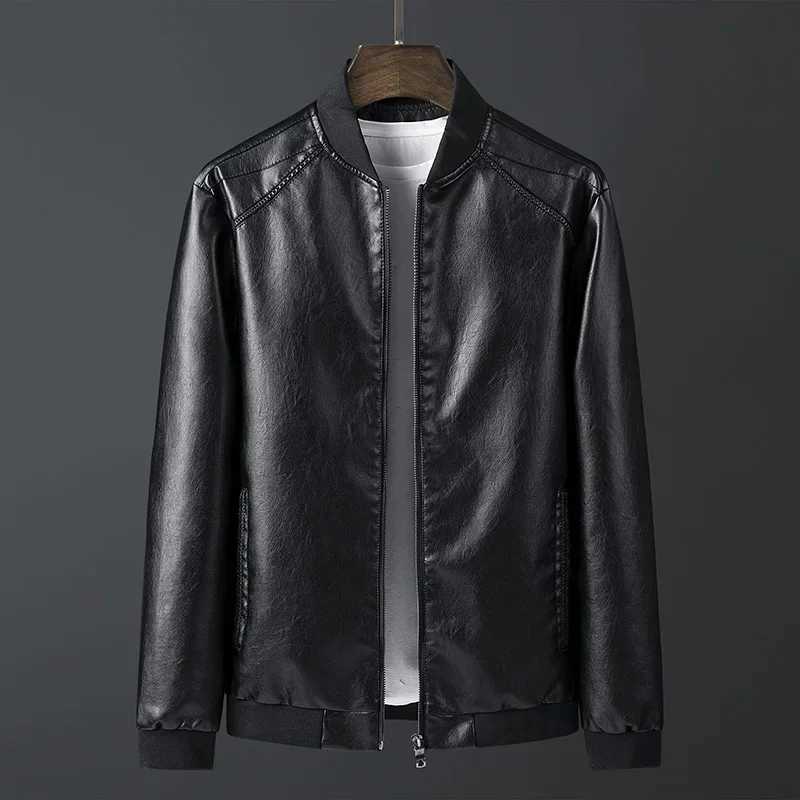 Plus Size 8XL Men Leather Jacket Simple Fashion Leather Man Leather Coat Trend Casual Slim Fit Male Clothing Casual StreetwearT250311
