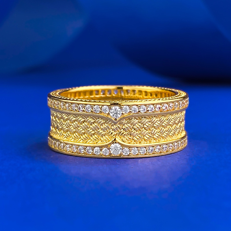 Choucong Brand Wedding Rings Vintage Jewelry Real 100% 925 Sterling Silver White Moissanite Diamond Weave 18K Gold Eternity Lady Women Engagement Band
