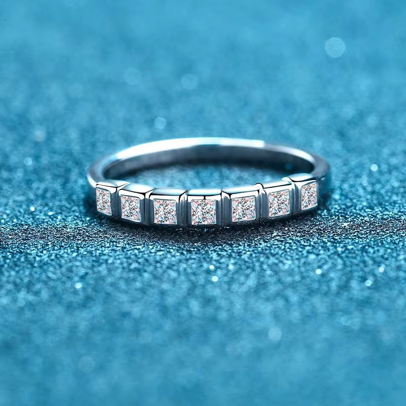 Stunning Princess Cut Moissanite Silver Ring for Women