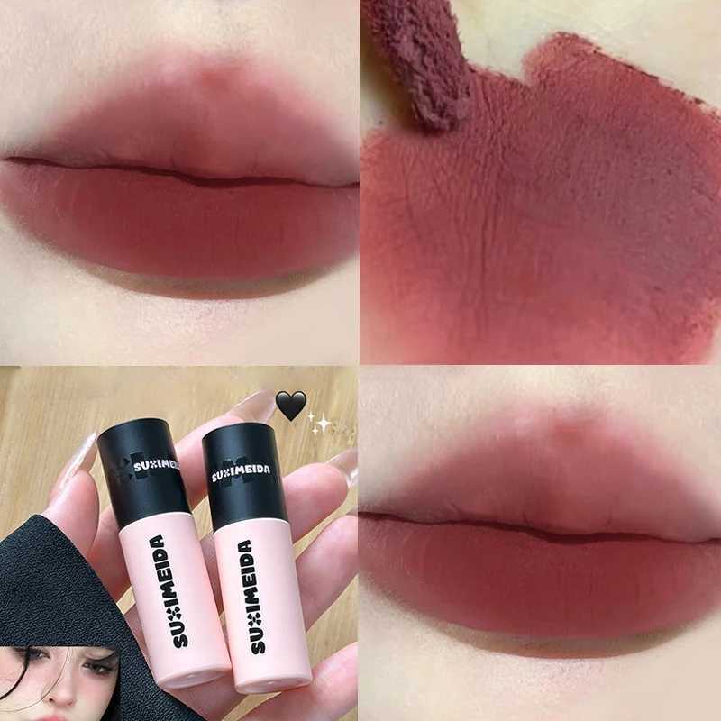 Smoking dark red lips matte velvet mouse gray purple lipstick waterproof durable stick free cup pink lip color Korean cosmetics W250312
