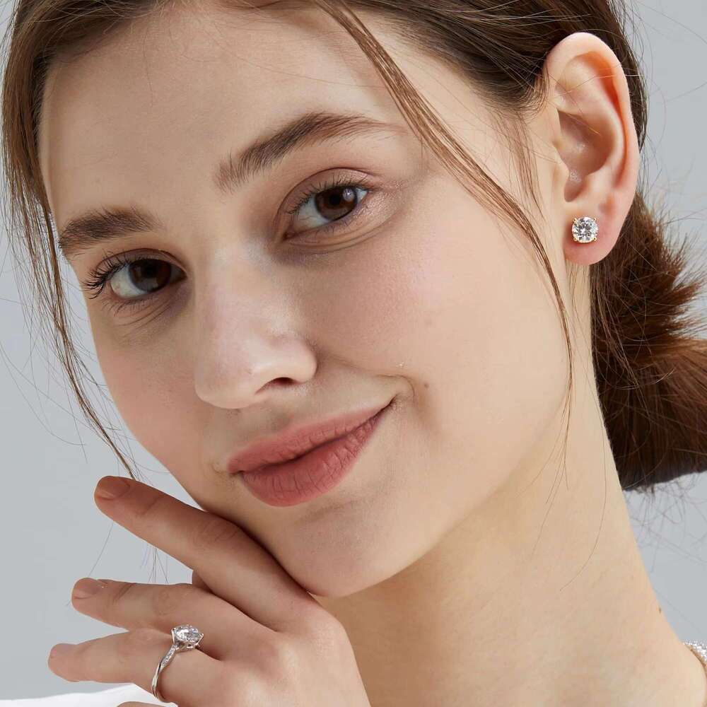 Cluster wer VVS Mossanite stud men's Hiphop pure sier women's jewelry Moissanite earrings with GRA certificate